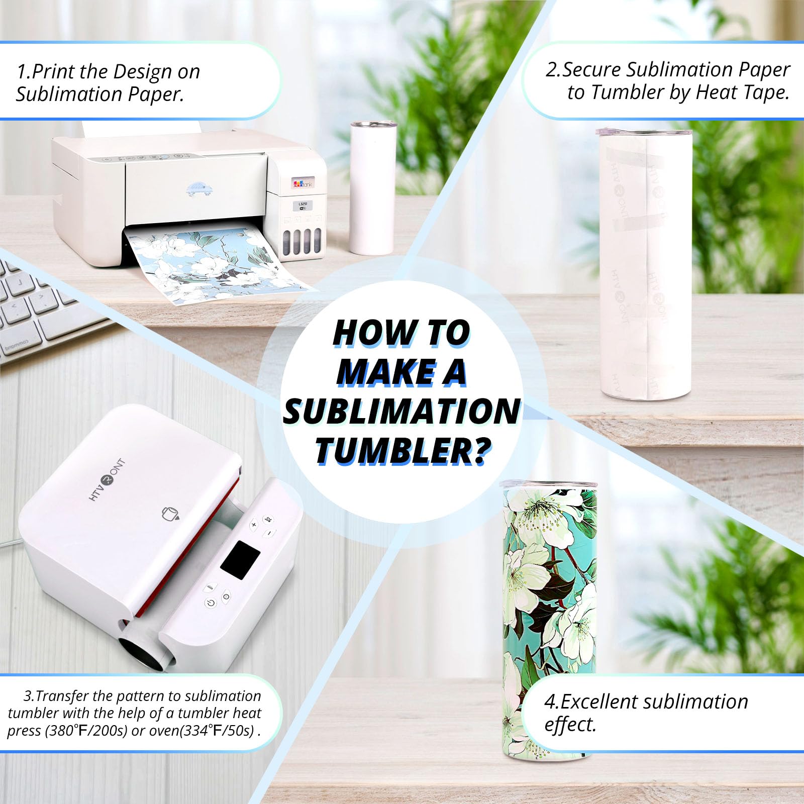 HTVRONT Sublimation Tumblers 12 PCS - 20 OZ Sublimation Tumbler Blanks with Sublimation Paper/Shrink Wrap Films/Heat Tape/Straws/Straw Brush - Sublimation Blanks Products for Gift/DIY Craft - Image 6