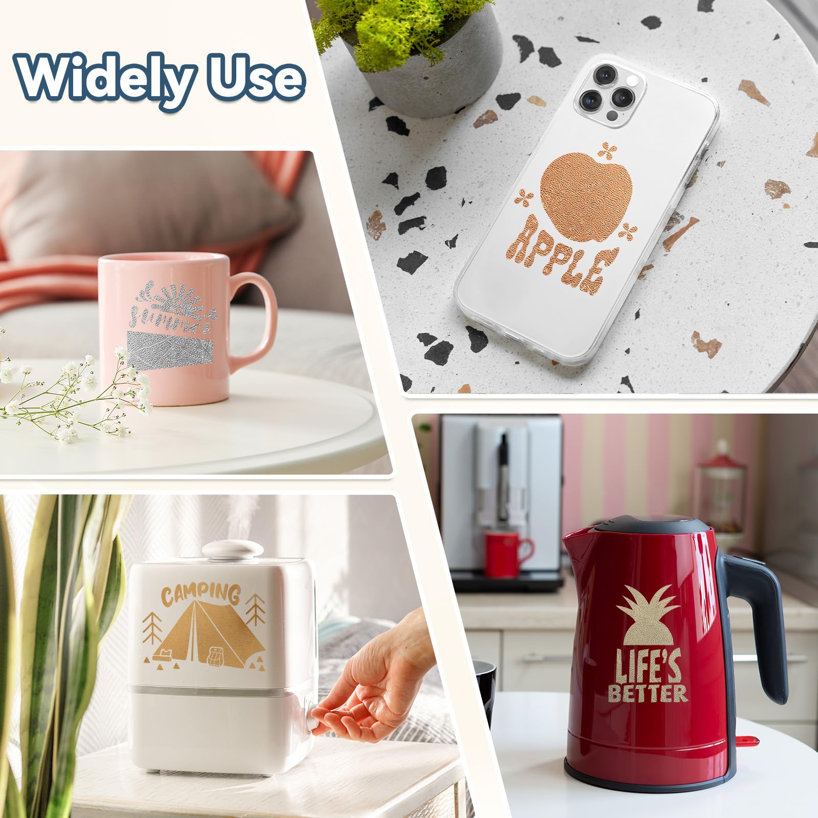 HTVRONT Textured Metallic Permanent Vinyl - 12" x 6ft Rose Gold Chrome Self-Adhesive Vinyl Compatible with Cricut Cutting Machine, Silhouette, Cameo Cutters, Signs, Scrapbooking (Rose Gold) - Image 3