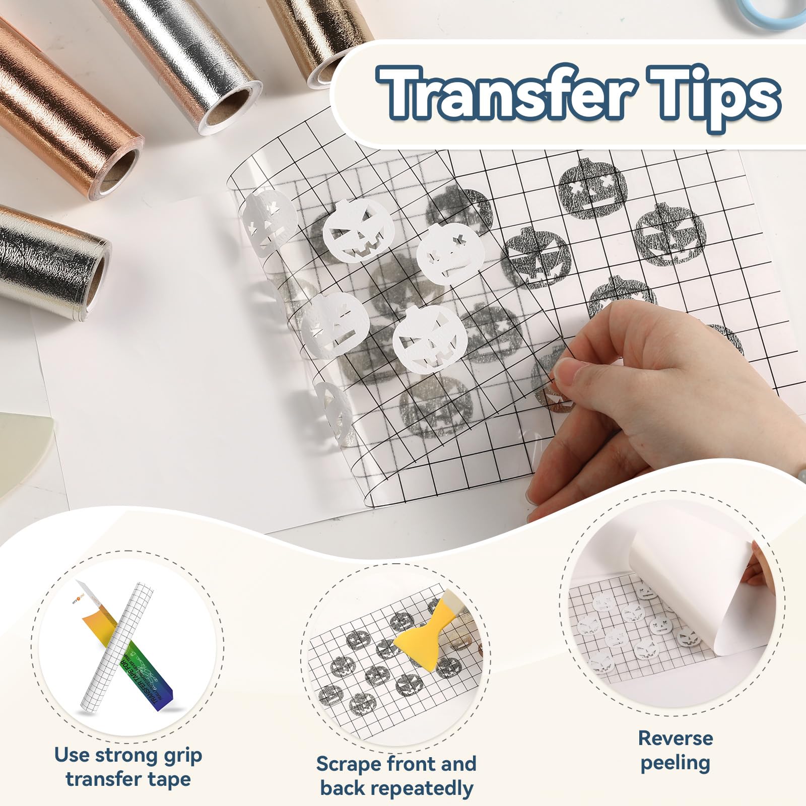 HTVRONT Textured Metallic Permanent Vinyl - 12" x 6ft Rose Gold Chrome Self-Adhesive Vinyl Compatible with Cricut Cutting Machine, Silhouette, Cameo Cutters, Signs, Scrapbooking (Rose Gold) - Image 5