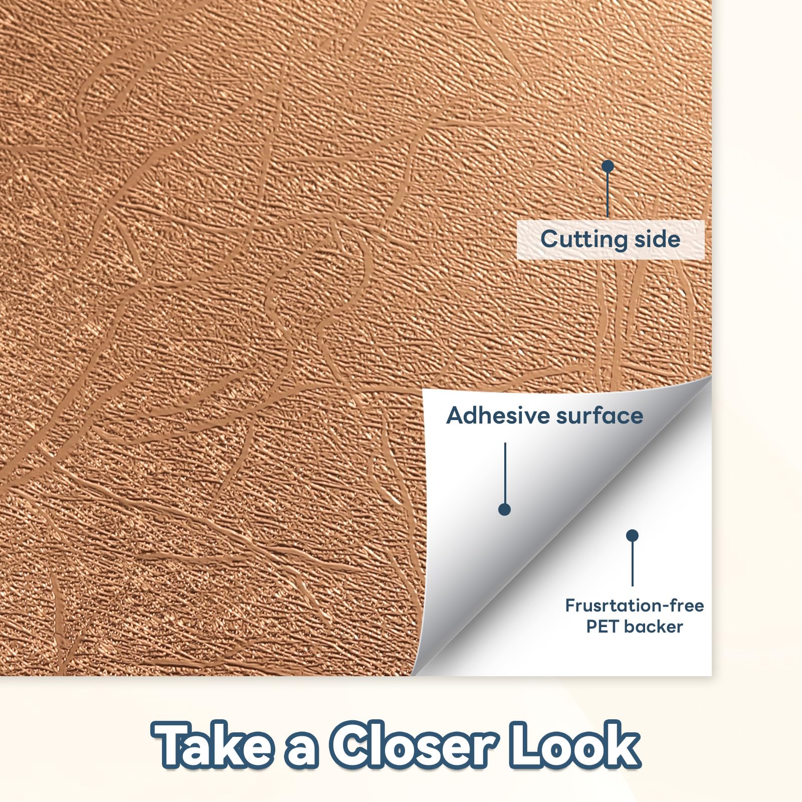 HTVRONT Textured Metallic Permanent Vinyl - 12" x 6ft Rose Gold Chrome Self-Adhesive Vinyl Compatible with Cricut Cutting Machine, Silhouette, Cameo Cutters, Signs, Scrapbooking (Rose Gold) - Image 6
