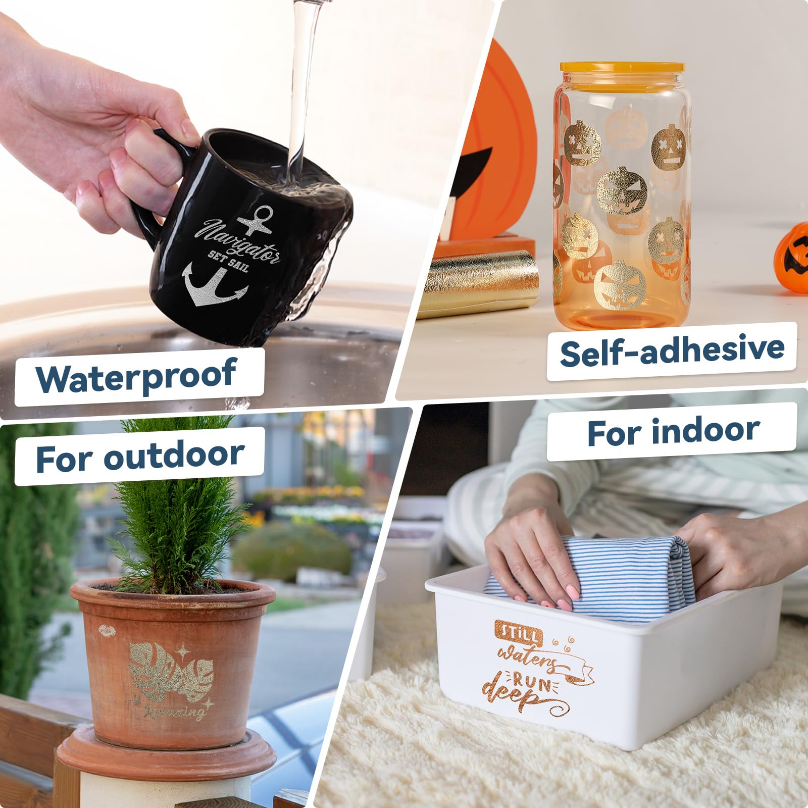 HTVRONT Textured Metallic Permanent Vinyl - 12" x 6ft Rose Gold Chrome Self-Adhesive Vinyl Compatible with Cricut Cutting Machine, Silhouette, Cameo Cutters, Signs, Scrapbooking (Rose Gold) - Image 7