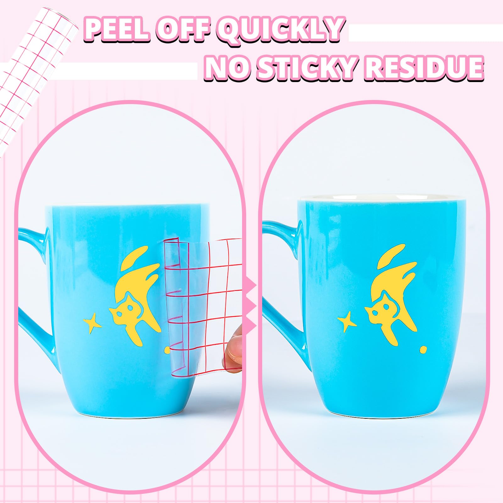 HTVRONT Transfer Tape for Vinyl - 12" x 10 FT w/Red Alignment Grid Clear Transfer Paper for Adhesive Vinyl - Medium Tack Vinyl Transfer Tape for for Decals Signs Windows Stickers - Image 7