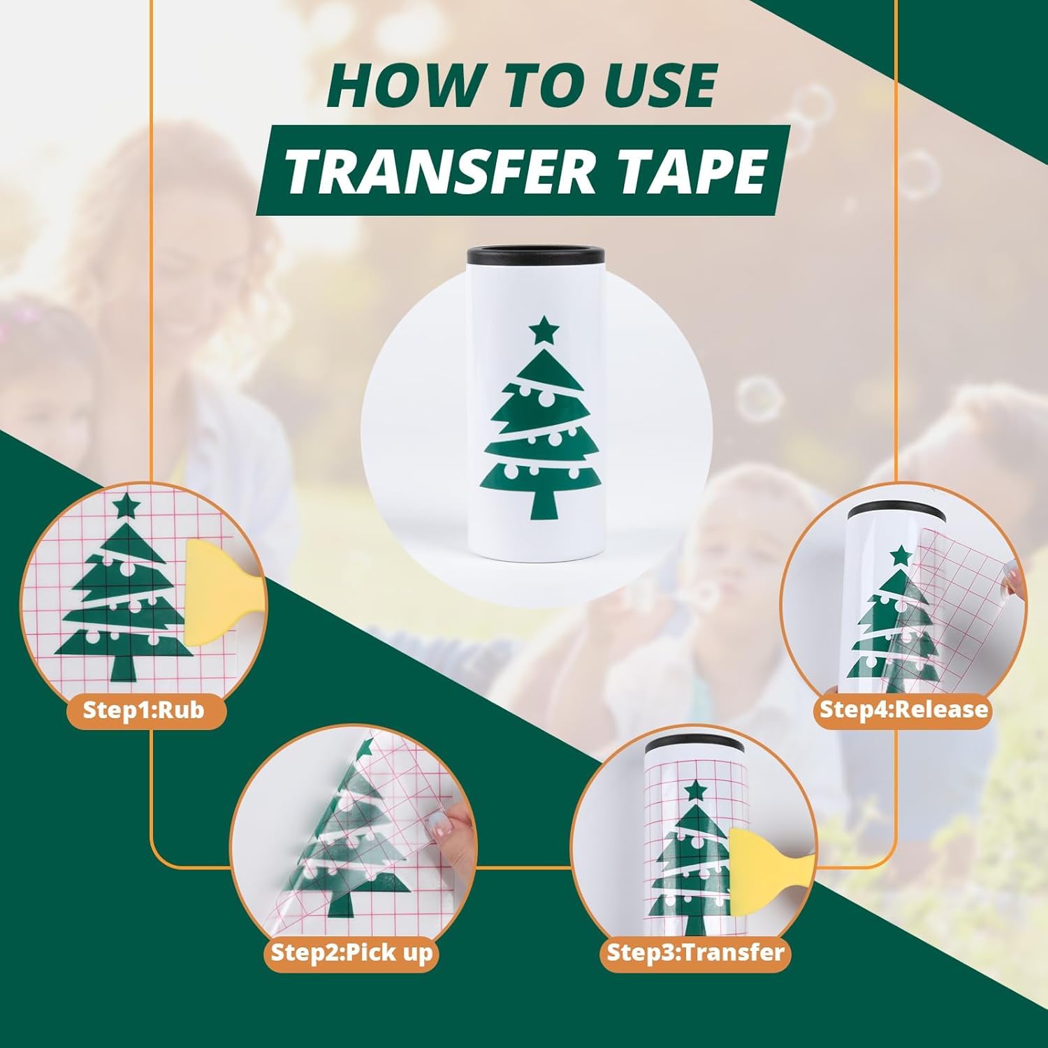 HTVRONT Transfer Tape for Vinyl -12" x 16 FT w/Red Alignment Grid Transfer Paper, Medium Tack Vinyl Transfer Tape for Signs Stickers Decals Walls Doors & Windows - Image 6