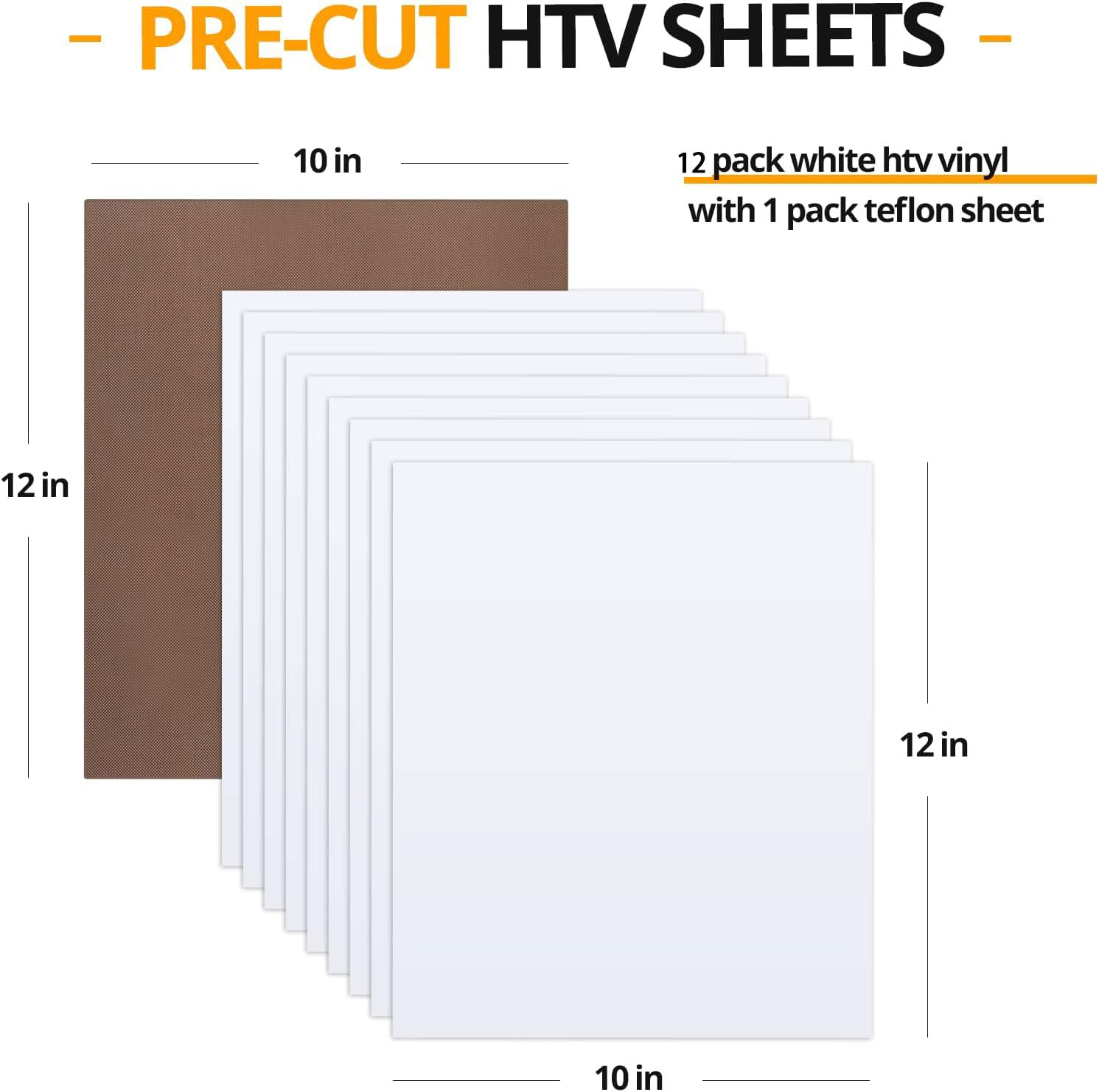 White HTV Heat Transfer Vinyl Bundle: 13 Pack 12" x 10" White Iron on Vinyl for T-Shirt, Heat Transfer Vinyl for Silhouette Cameo or Heat Press Machine - Image 5