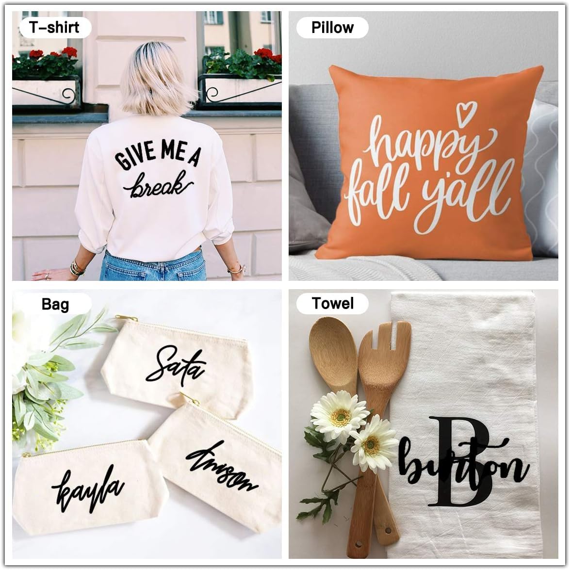 White HTV Heat Transfer Vinyl Bundle: 13 Pack 12" x 10" White Iron on Vinyl for T-Shirt, Heat Transfer Vinyl for Silhouette Cameo or Heat Press Machine - Image 7